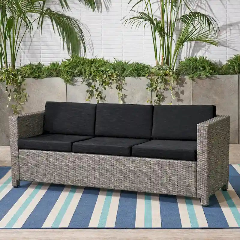 Puerta Outdoor (PE) Wicker 3 Seater Sofa by Christopher Knight Home