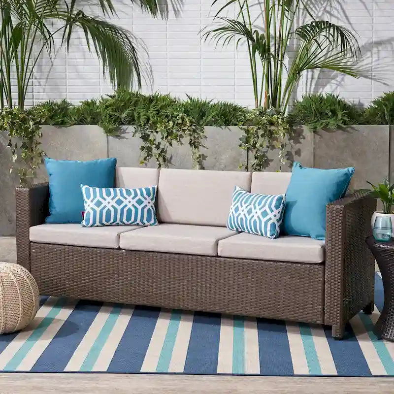 Puerta Outdoor (PE) Wicker 3 Seater Sofa by Christopher Knight Home