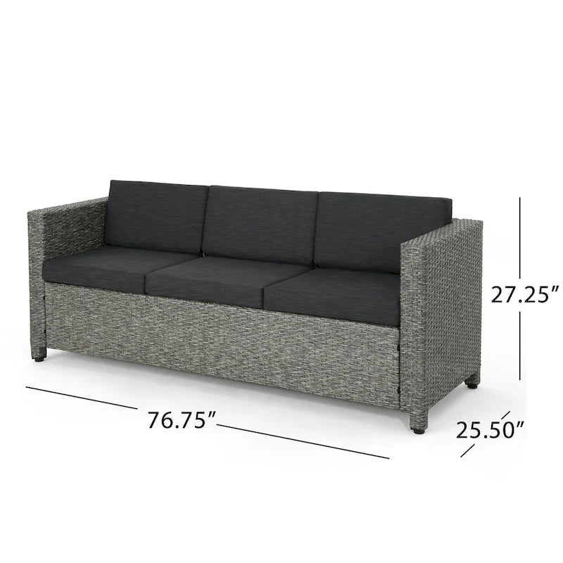 Puerta Outdoor (PE) Wicker 3 Seater Sofa by Christopher Knight Home
