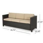 Puerta Outdoor (PE) Wicker 3 Seater Sofa by Christopher Knight Home
