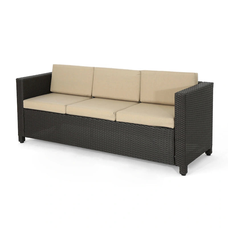 Puerta Outdoor (PE) Wicker 3 Seater Sofa by Christopher Knight Home