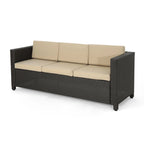 Puerta Outdoor (PE) Wicker 3 Seater Sofa by Christopher Knight Home