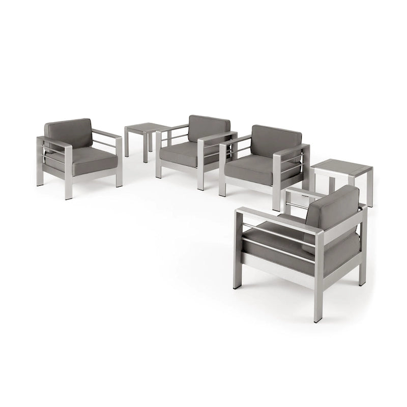 Cape Coral Outdoor 4 Seater Aluminum Club Chair and Table Set by Christopher Knight Home