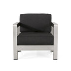 Aviara Outdoor Aluminum Club Chairs with Wicker-Topped Side Table by Christopher Knight Home