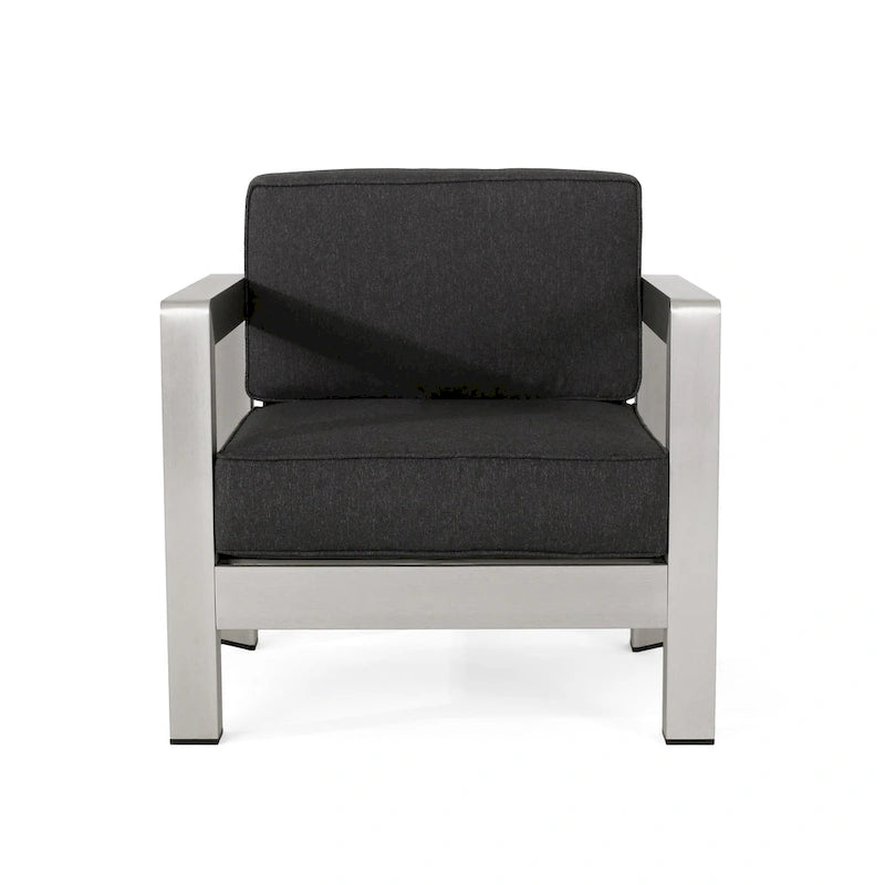 Aviara Outdoor Aluminum Club Chairs with Wicker-Topped Side Table by Christopher Knight Home