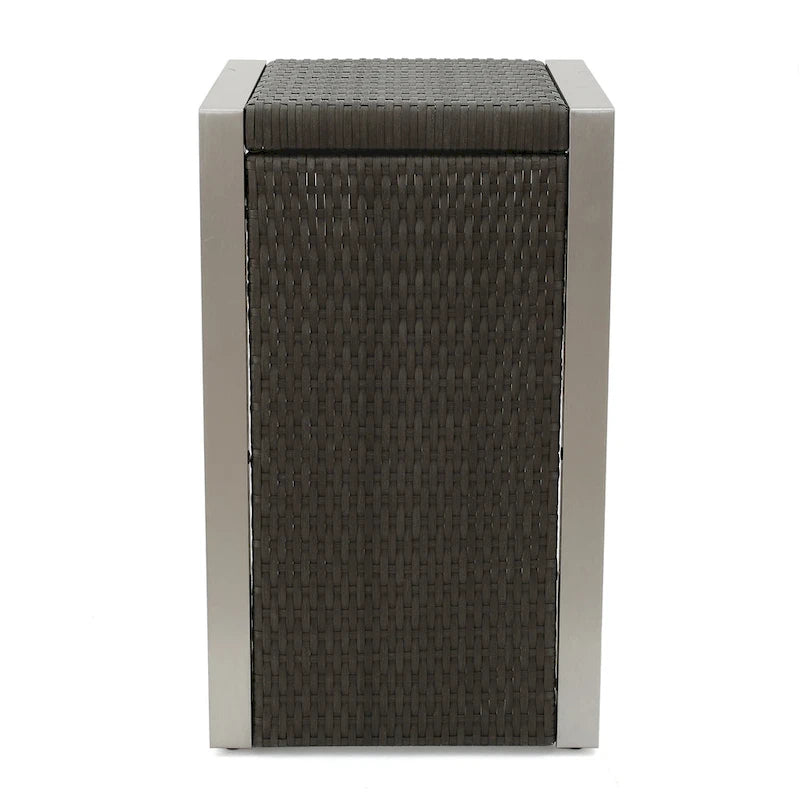 Aviara Outdoor Aluminum Club Chairs with Wicker-Topped Side Table by Christopher Knight Home
