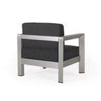 Aviara Outdoor Aluminum Club Chairs with Wicker-Topped Side Table by Christopher Knight Home