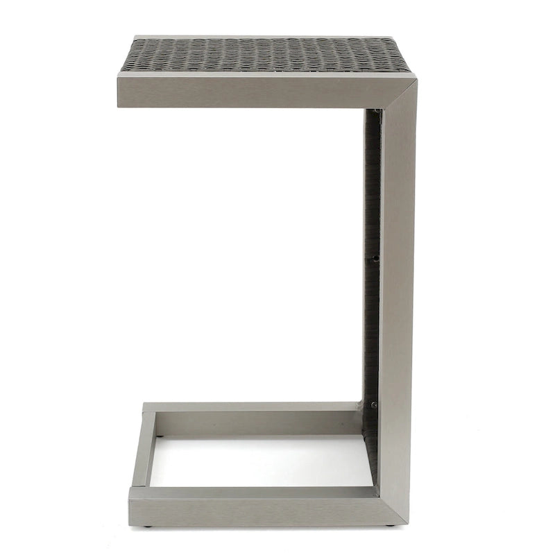 Aviara Outdoor Aluminum Club Chairs with Wicker-Topped Side Table by Christopher Knight Home