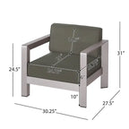 Aviara Outdoor Aluminum Club Chairs with Wicker-Topped Side Table by Christopher Knight Home