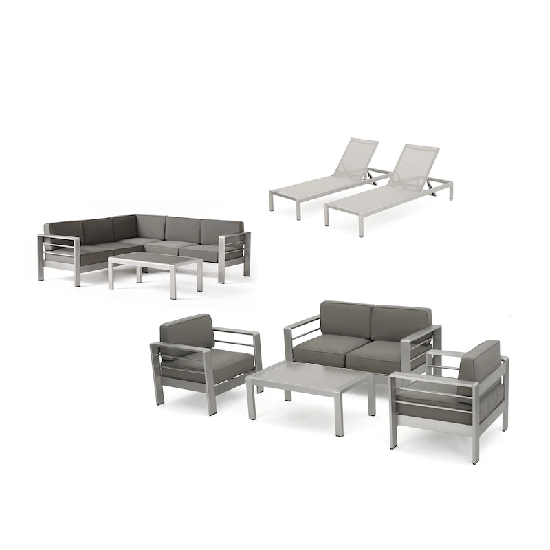 Cape Coral Outdoor Aluminum 10-piece Sofa Set with Cushions by Christopher Knight Home