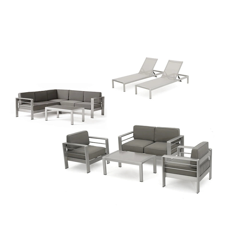 Cape Coral Outdoor Aluminum 10-piece Sofa Set with Cushions by Christopher Knight Home
