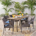 Nora Outdoor 7 Piece Wood and Wicker Dining Set by Christopher Knight Home