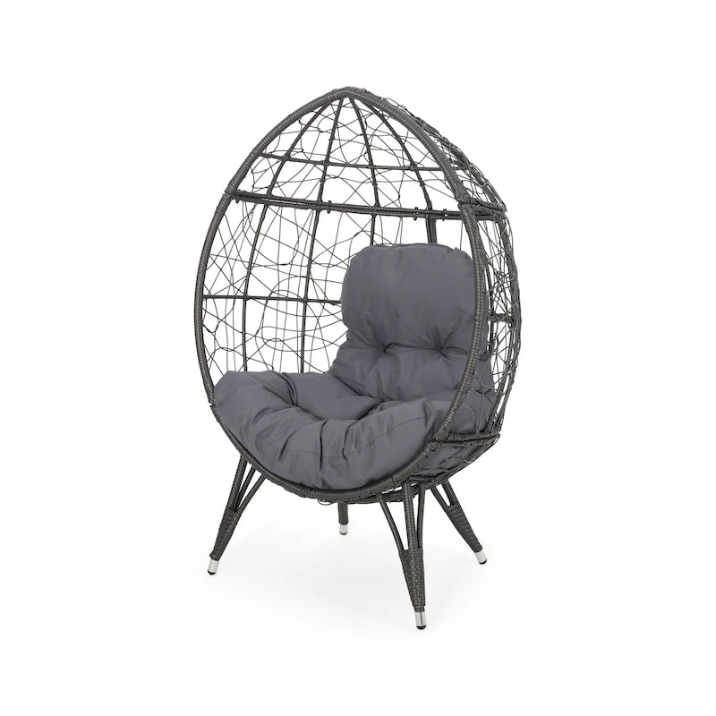 Gianni Wicker Teardrop Chair w/Outdoor Cushion by Christopher Knight Home