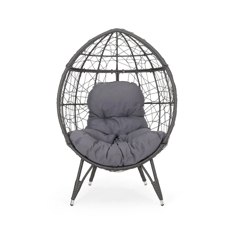 Gianni Wicker Teardrop Chair w/Outdoor Cushion by Christopher Knight Home