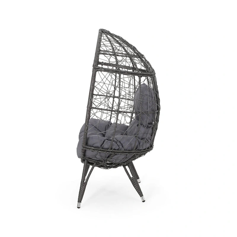 Gianni Wicker Teardrop Chair w/Outdoor Cushion by Christopher Knight Home