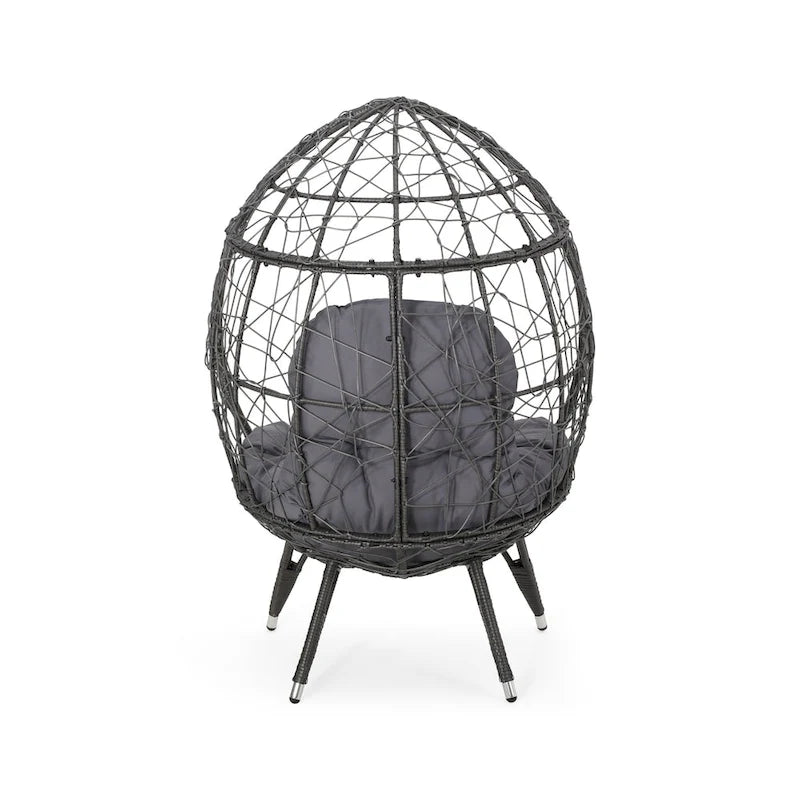 Gianni Wicker Teardrop Chair w/Outdoor Cushion by Christopher Knight Home