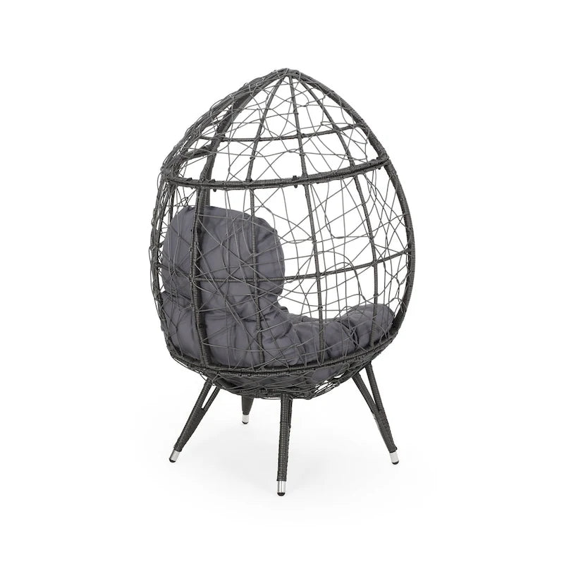 Gianni Wicker Teardrop Chair w/Outdoor Cushion by Christopher Knight Home