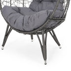 Gianni Wicker Teardrop Chair w/Outdoor Cushion by Christopher Knight Home