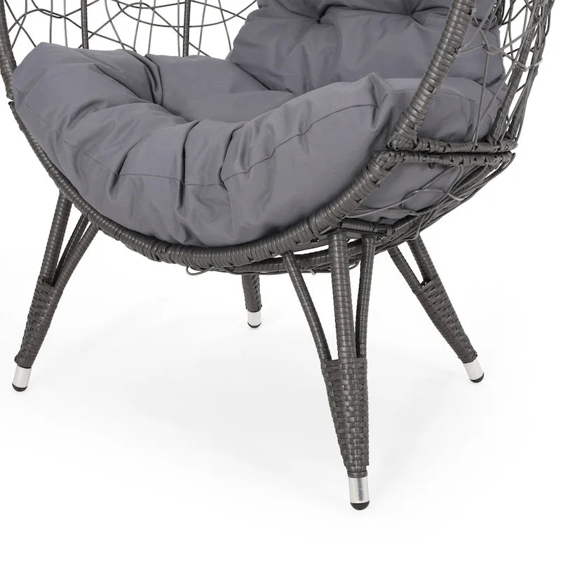 Gianni Wicker Teardrop Chair w/Outdoor Cushion by Christopher Knight Home