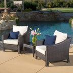 Antibes Outdoor 3-piece Wicker Conversation Set with Cushions - N/A