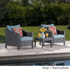 Antibes Outdoor 3-piece Wicker Conversation Set with Cushions - N/A