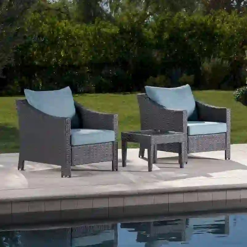 Antibes Outdoor 3-piece Wicker Conversation Set with Cushions - N/A