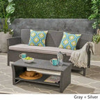 St. Lucia Outdoor 3-Seater Wicker Sofa with Coffee Table by Christopher Knight Home
