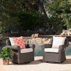 Amaya Cushioned Wicker Outdoor Rocking Chairs (Set of 2) by Christopher Knight Home