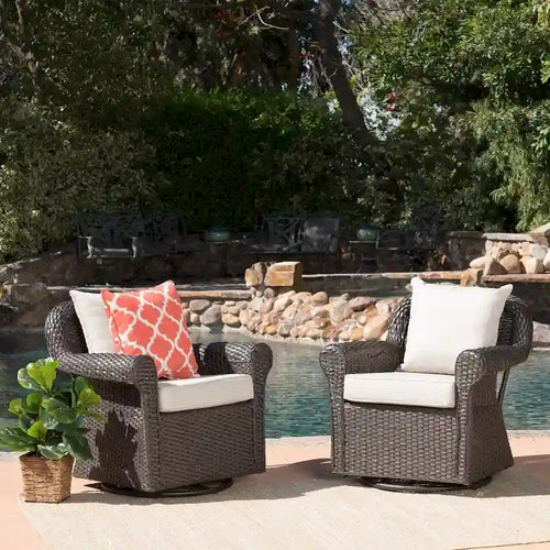 Amaya Cushioned Wicker Outdoor Rocking Chairs (Set of 2) by Christopher Knight Home