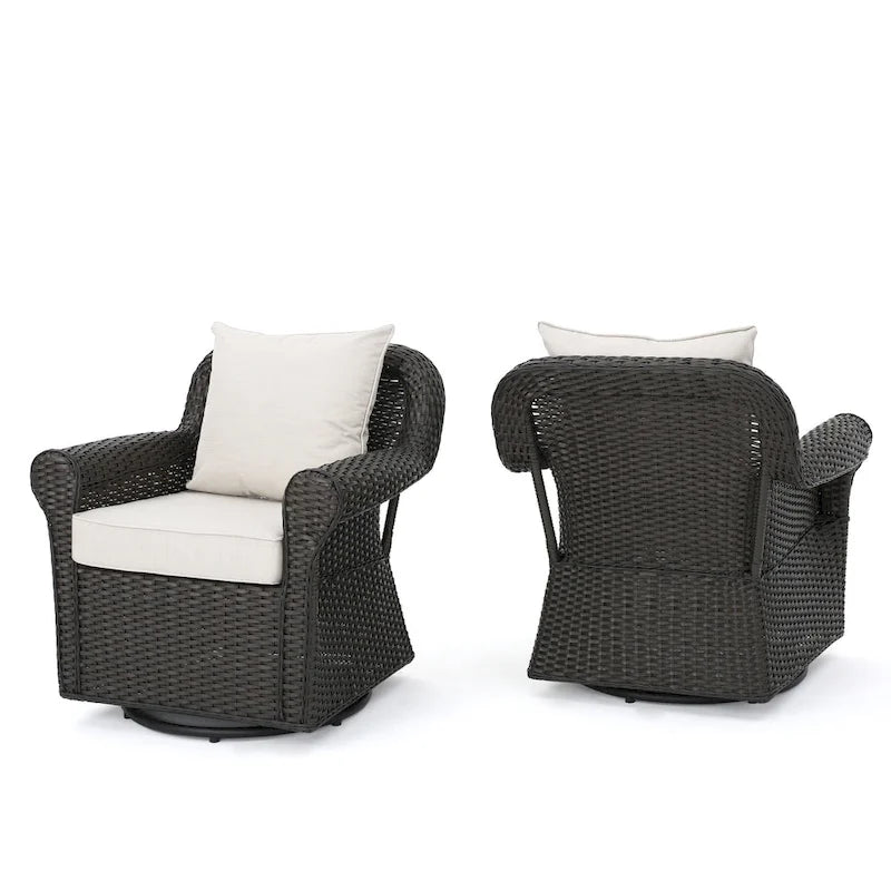 Amaya Cushioned Wicker Outdoor Rocking Chairs (Set of 2) by Christopher Knight Home