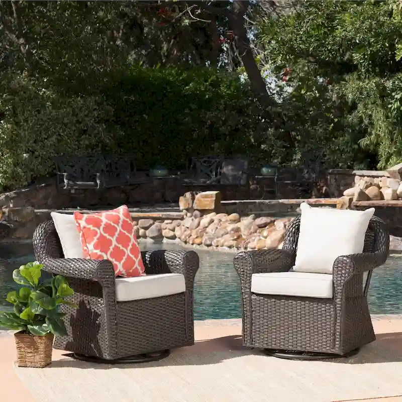 Amaya Cushioned Wicker Outdoor Rocking Chairs (Set of 2) by Christopher Knight Home