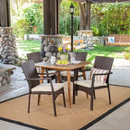 Marias Outdoor 5 Piece Wood and Wicker Dining Set by Christopher Knight Home