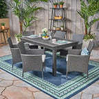 Nora Outdoor 7 Piece Acacia Wood and Wicker Expandable Dining Set by Christopher Knight Home