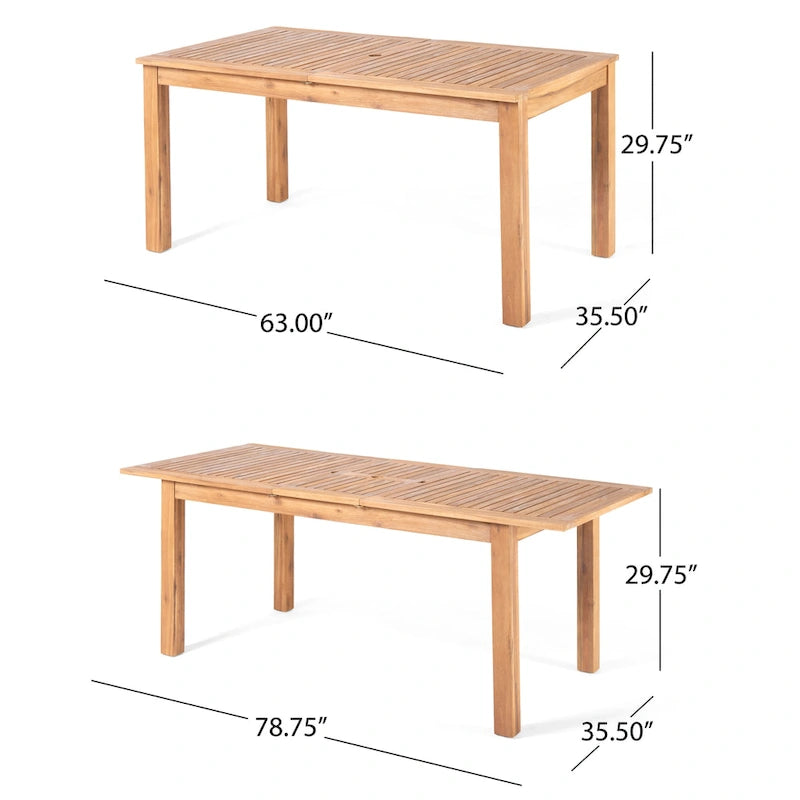 Nora Outdoor 7 Piece Acacia Wood and Wicker Expandable Dining Set by Christopher Knight Home