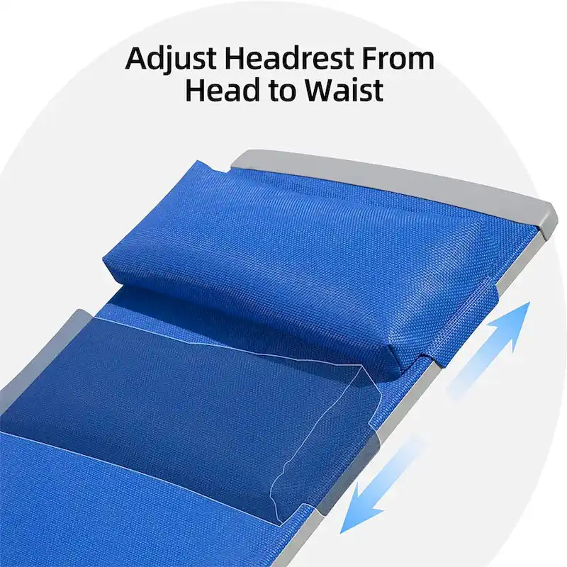 Patio Chaise Lounge Set of 3, Aluminum Lounge Chairs with 5 Adjustable Positions, Outdoor Chaise Lounge