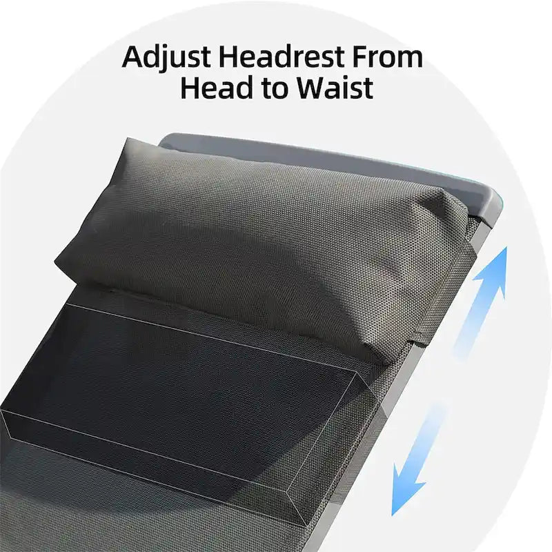 Patio Chaise Lounge Set of 3, Aluminum Lounge Chairs with 5 Adjustable Positions, Outdoor Chaise Lounge