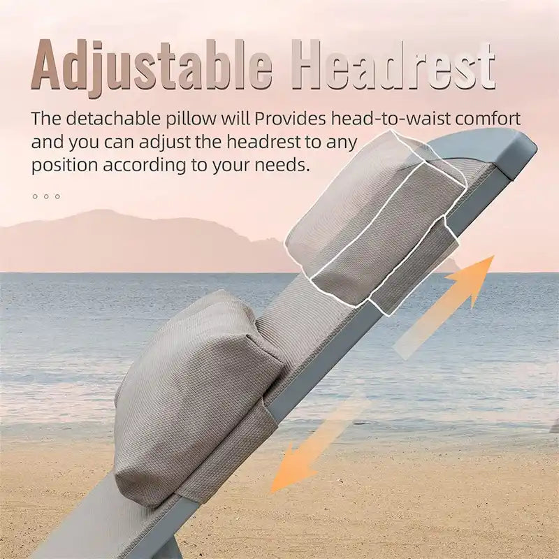 Patio Chaise Lounge Set of 3, Aluminum Lounge Chairs with 5 Adjustable Positions, Outdoor Chaise Lounge