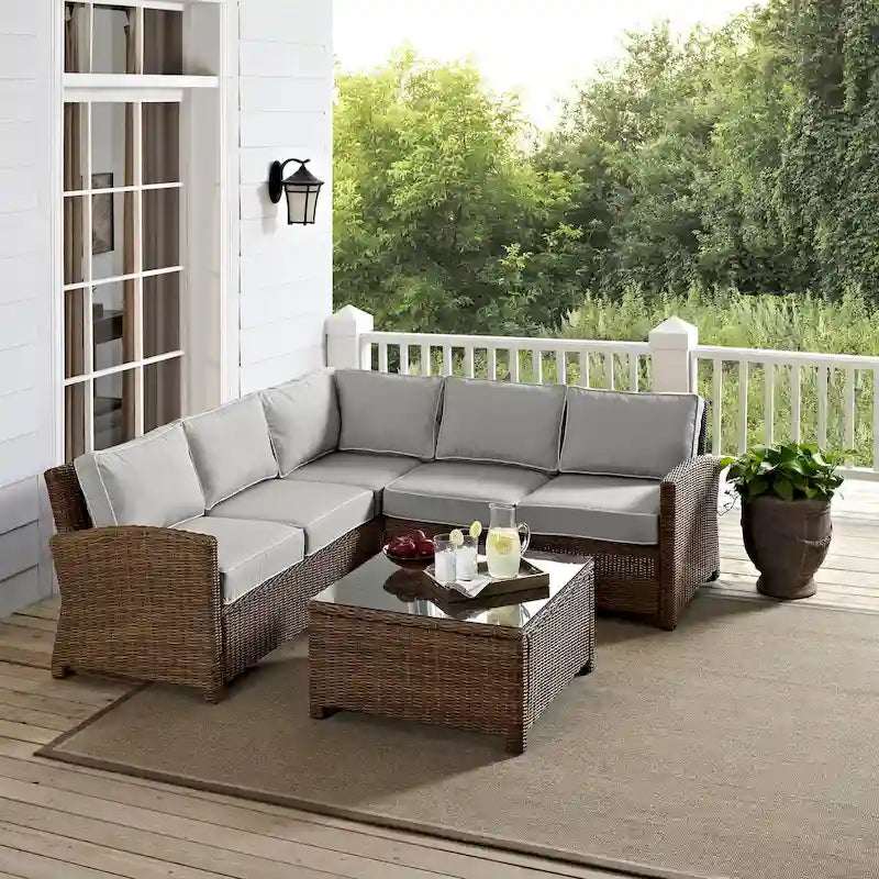 Crosley Bradenton 4Pc Outdoor Wicker Sectional Set