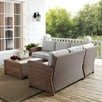 Crosley Bradenton 4Pc Outdoor Wicker Sectional Set