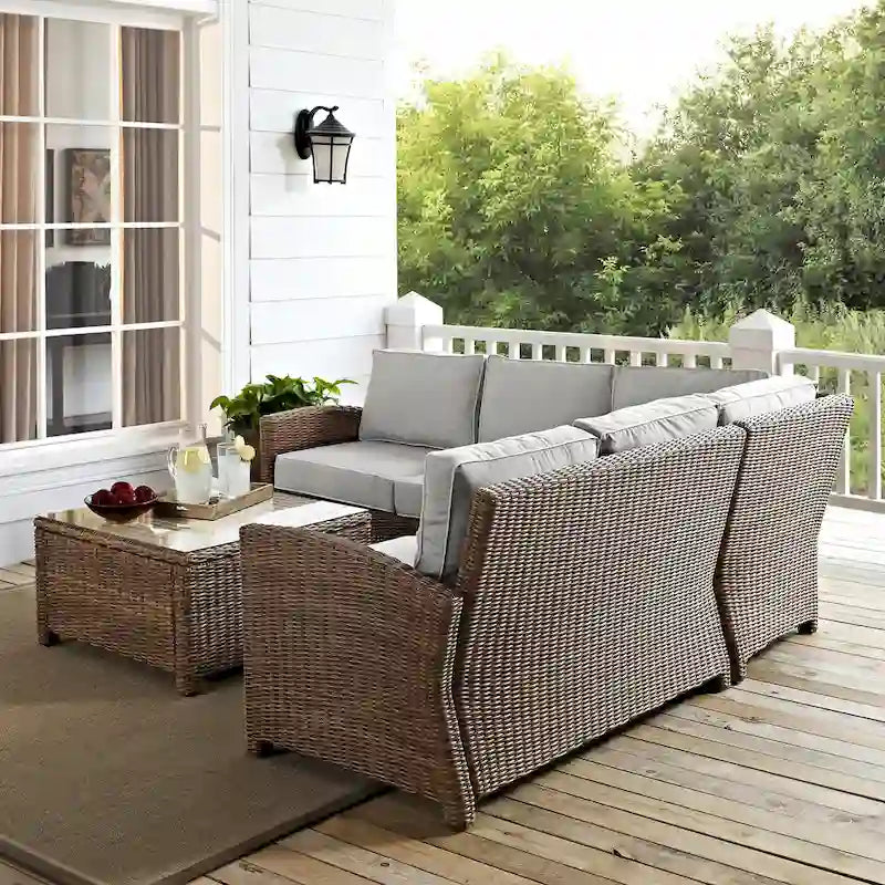 Crosley Bradenton 4Pc Outdoor Wicker Sectional Set