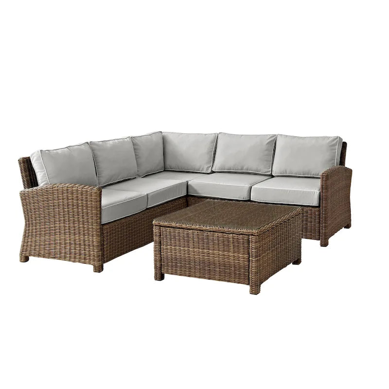 Crosley Bradenton 4Pc Outdoor Wicker Sectional Set