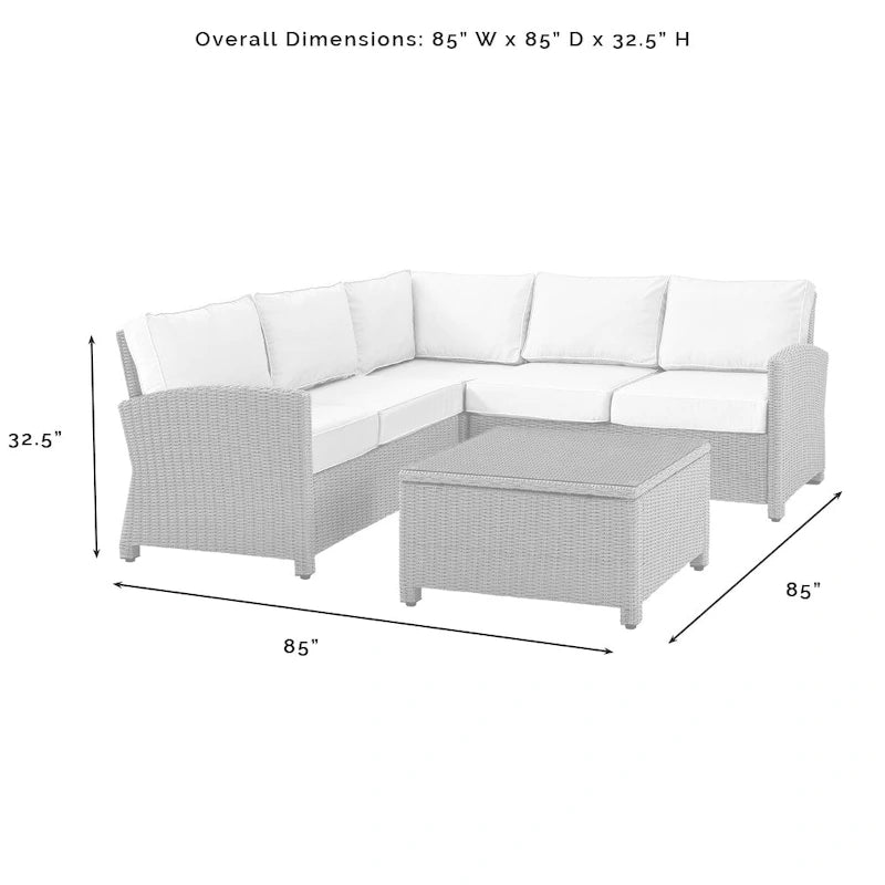 Crosley Bradenton 4Pc Outdoor Wicker Sectional Set