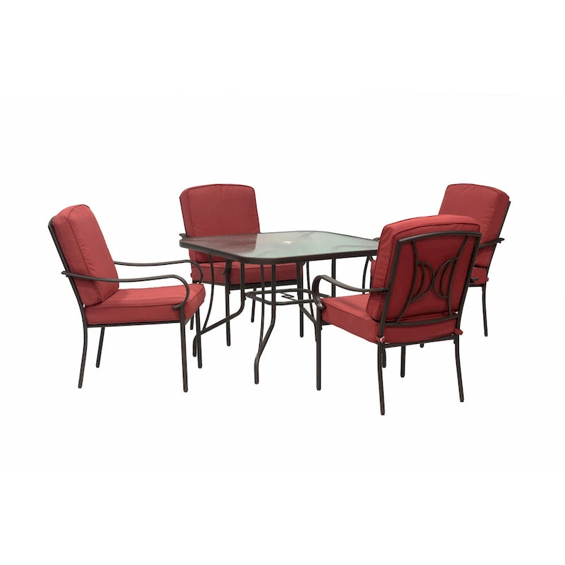 Augusta 5 Piece Outdoor Patio Dining Set with Square Table