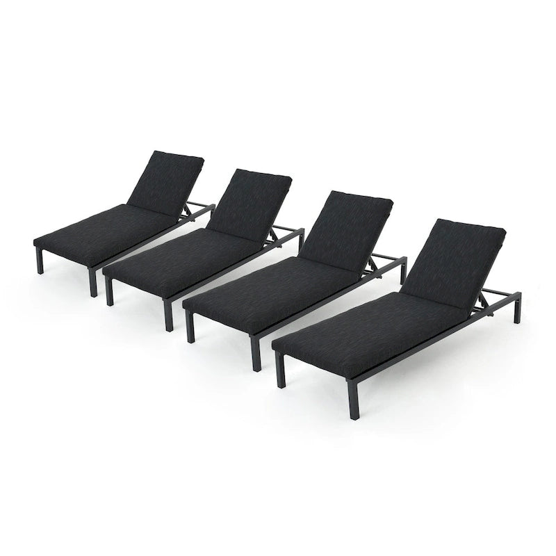 Navan Outdoor Aluminum Chaise Lounge with Cushion (Set of 4) by Christopher Knight Home