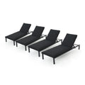 Navan Outdoor Aluminum Chaise Lounge with Cushion (Set of 4) by Christopher Knight Home
