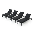 Navan Outdoor Aluminum Chaise Lounge with Cushion (Set of 4) by Christopher Knight Home