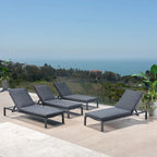 Navan Outdoor Aluminum Chaise Lounge with Cushion (Set of 4) by Christopher Knight Home