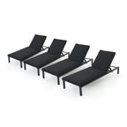 Navan Outdoor Aluminum Chaise Lounge with Cushion (Set of 4) by Christopher Knight Home