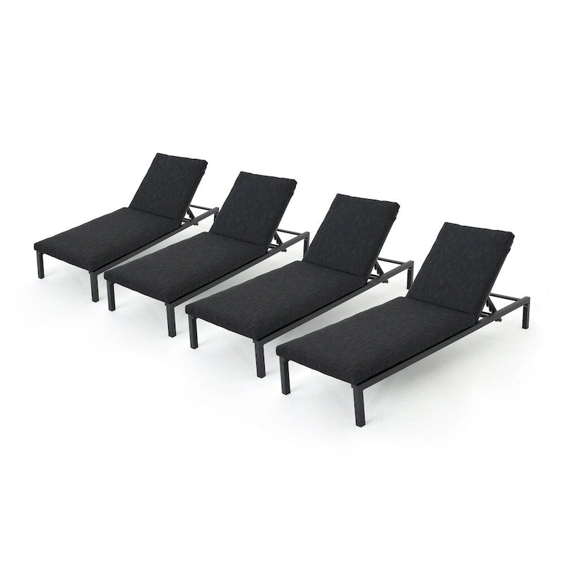 Navan Outdoor Aluminum Chaise Lounge with Cushion (Set of 4) by Christopher Knight Home