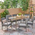 Mason Outdoor 7 Piece Wood and Wicker Dining Set by Christopher Knight Home